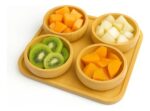 Kit Petisqueira De Bambu Bandeja De Servir Com 4 Bowls Bambu