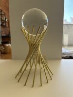 Enfeite Mesa Dourado Esfera Vidro Moderno