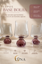 Jogo 6 Copos Vidro 440ml Base Bolha Design Moderno