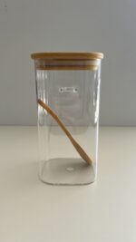 Kit 2 Potes Herméticos De Vidro Com Tampa De Bambu E Colher