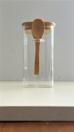 Kit 2 Potes Herméticos De Vidro Com Tampa De Bambu E Colher