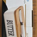 Manteigueira Porta Manteiga Tampa Bambu Espátula Porcelana