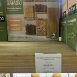 Kit com 5 potes herméticos de plástico com tampa de bambu - imagem 1
